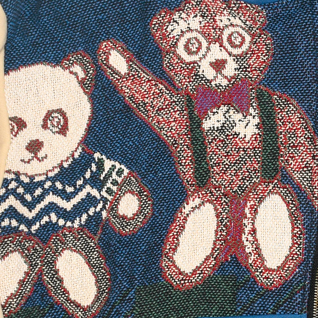 Teddy Bear Patchwork Tapestry Zip Up Hoodie