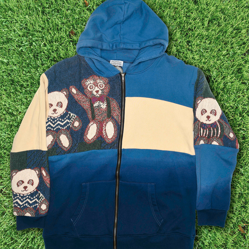 Teddy Bear Patchwork Tapestry Zip Up Hoodie