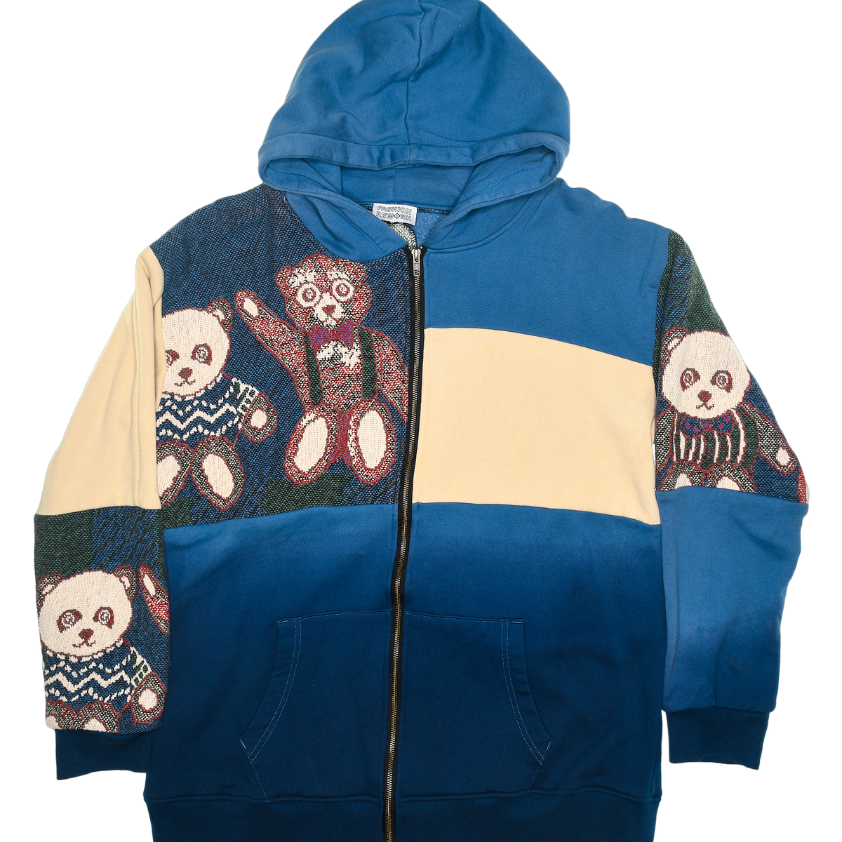 Teddy Bear Patchwork Tapestry Zip Up Hoodie