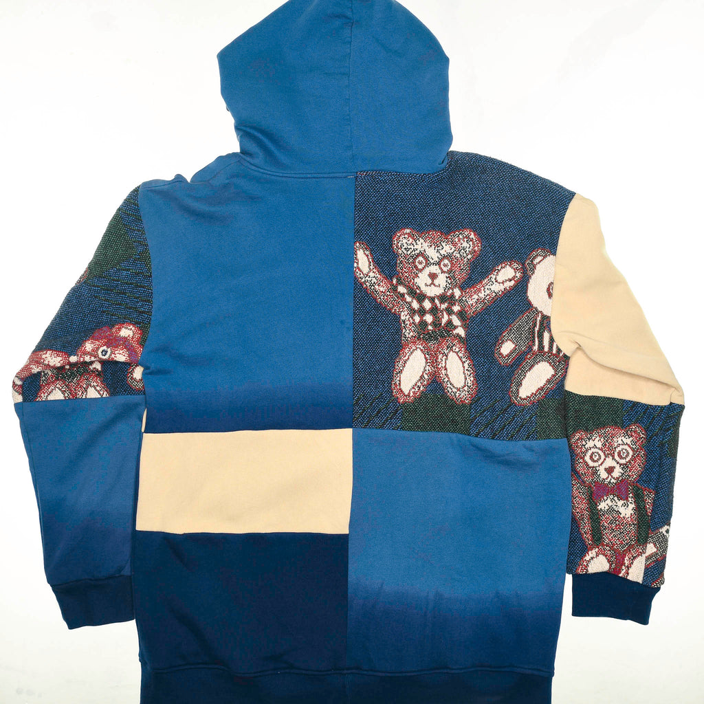 Teddy Bear Patchwork Tapestry Zip Up Hoodie