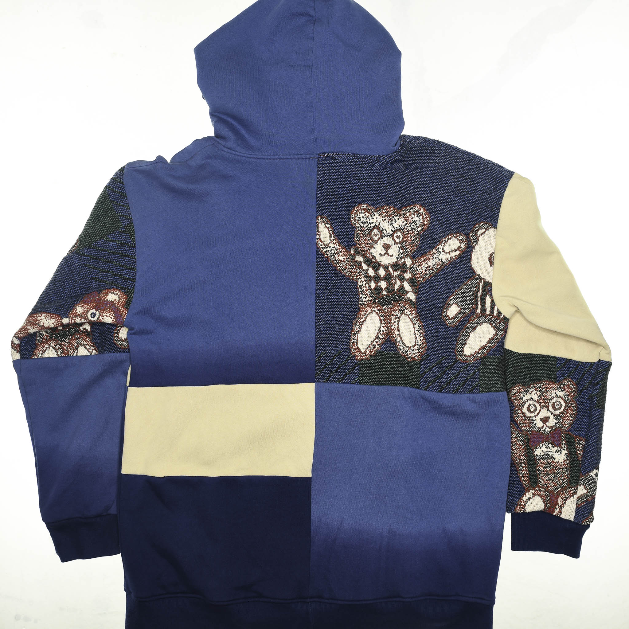 Teddy Bear Patchwork Tapestry Zip Up Hoodie