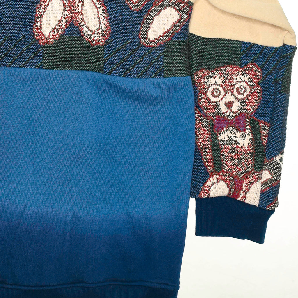Teddy Bear Patchwork Tapestry Zip Up Hoodie