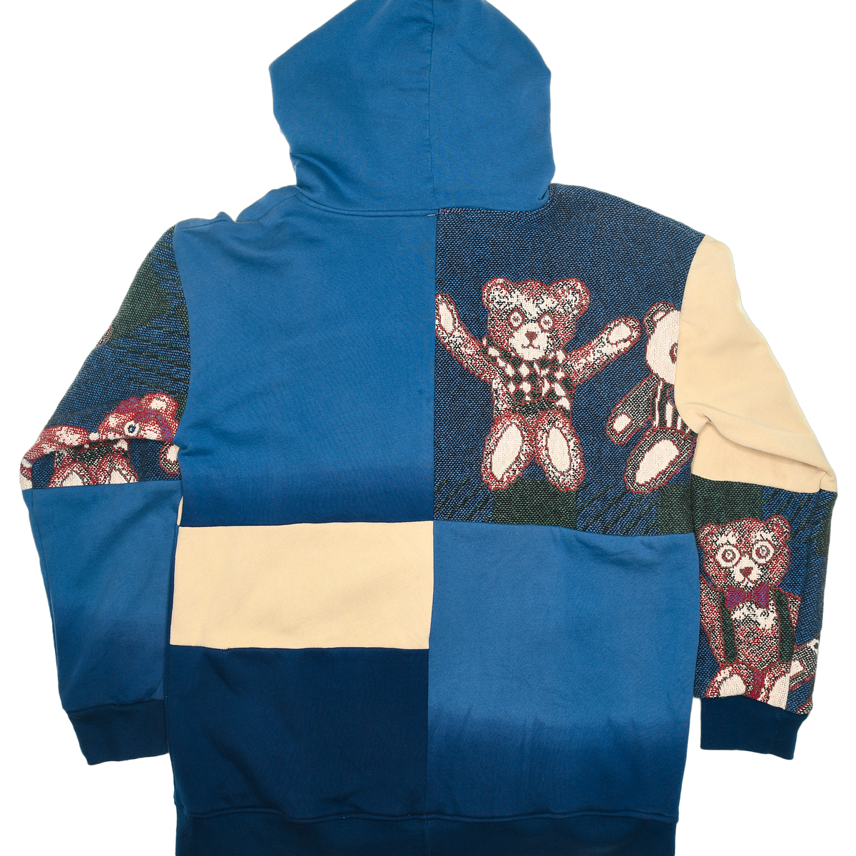 Teddy Bear Patchwork Tapestry Zip Up Hoodie