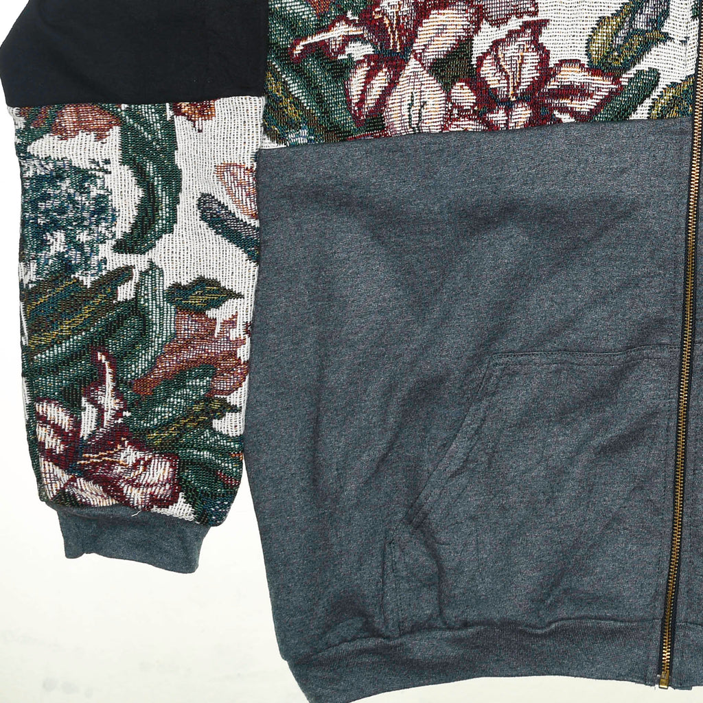 Floral Patchwork Tapestry Zip Up Hoodie