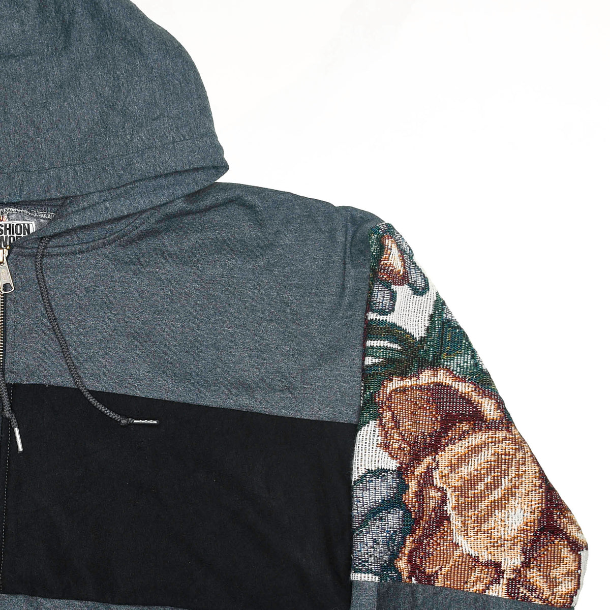 Floral Patchwork Tapestry Zip Up Hoodie