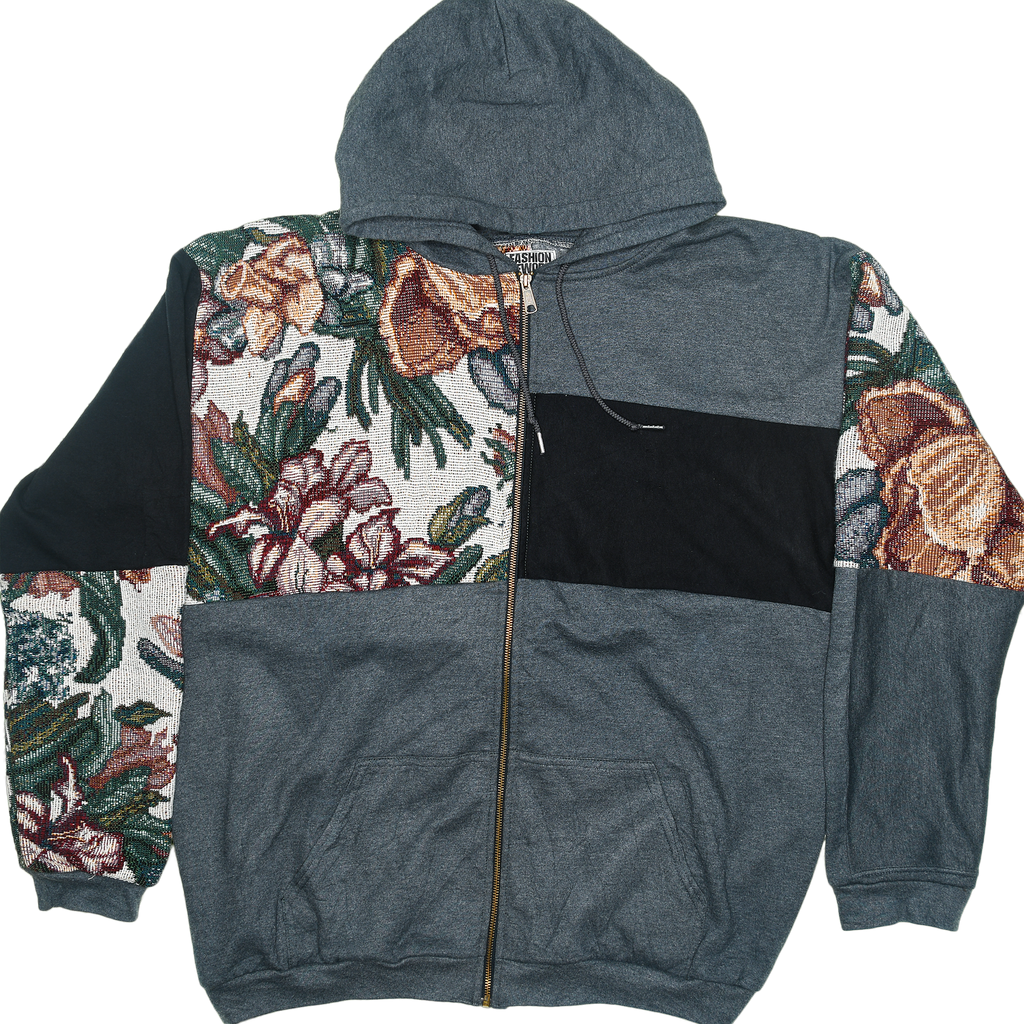 Floral Patchwork Tapestry Zip Up Hoodie