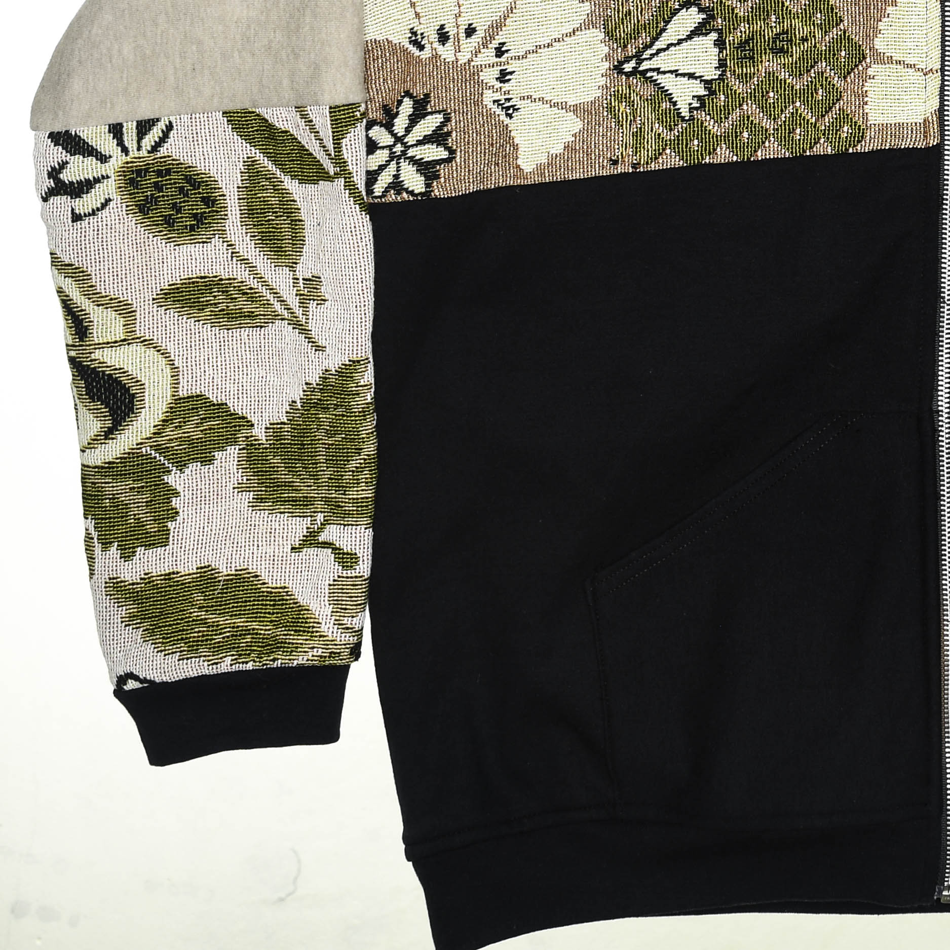 Flower Tapestry Patchwork Zip Up Hoodie