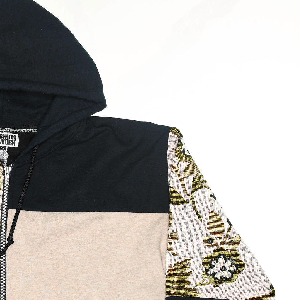 Flower Tapestry Patchwork Zip Up Hoodie
