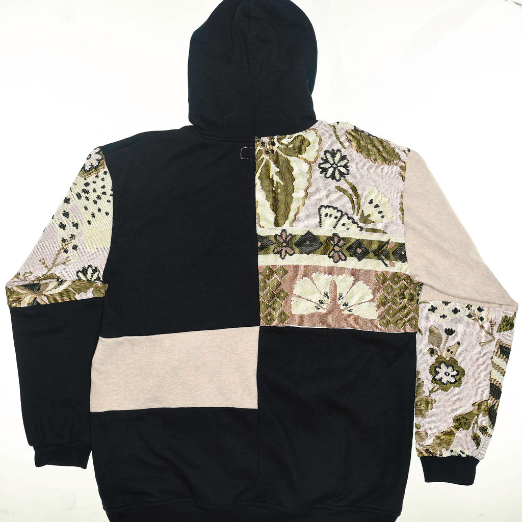 Flower Tapestry Patchwork Zip Up Hoodie
