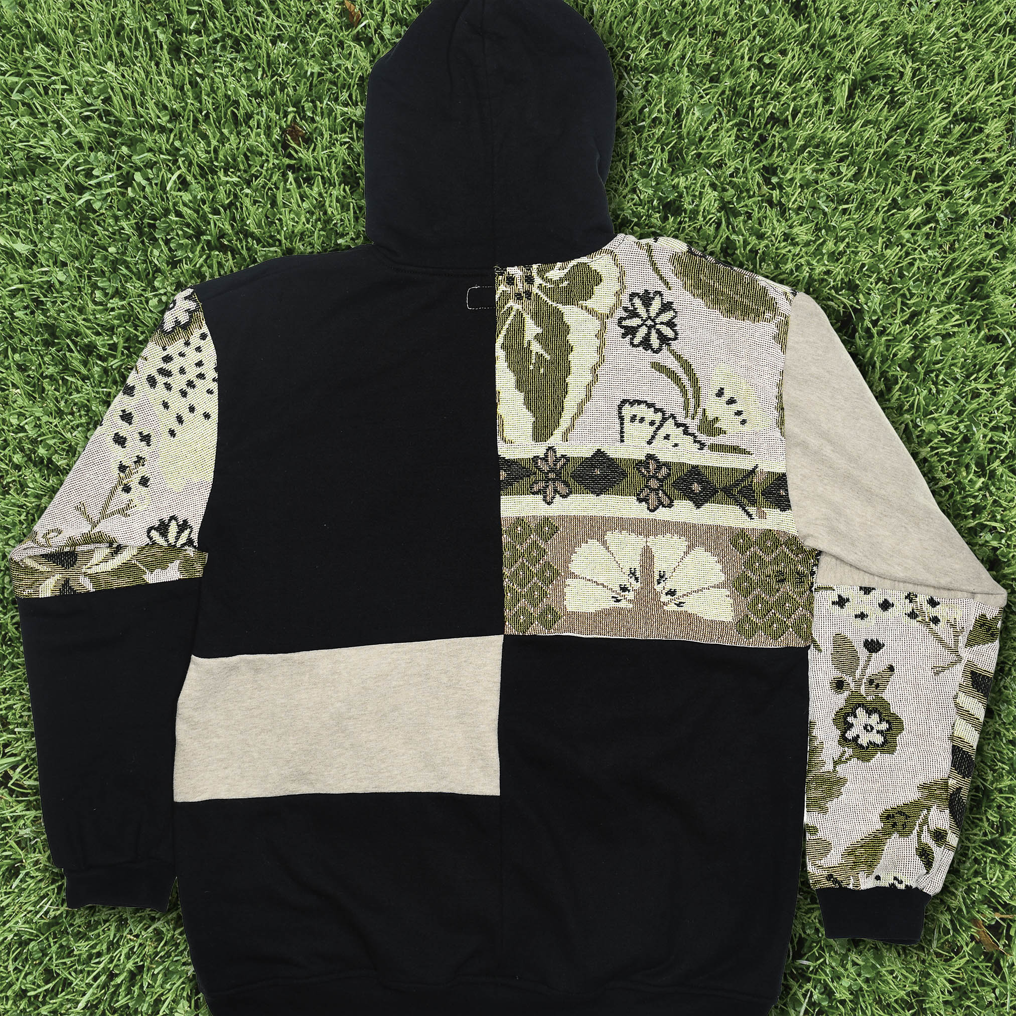 Flower Tapestry Patchwork Zip Up Hoodie