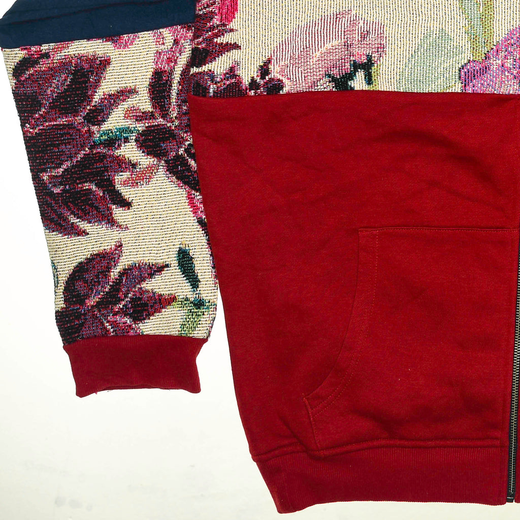 Hummingbird Patchwork Tapestry Zip Up Hoodie