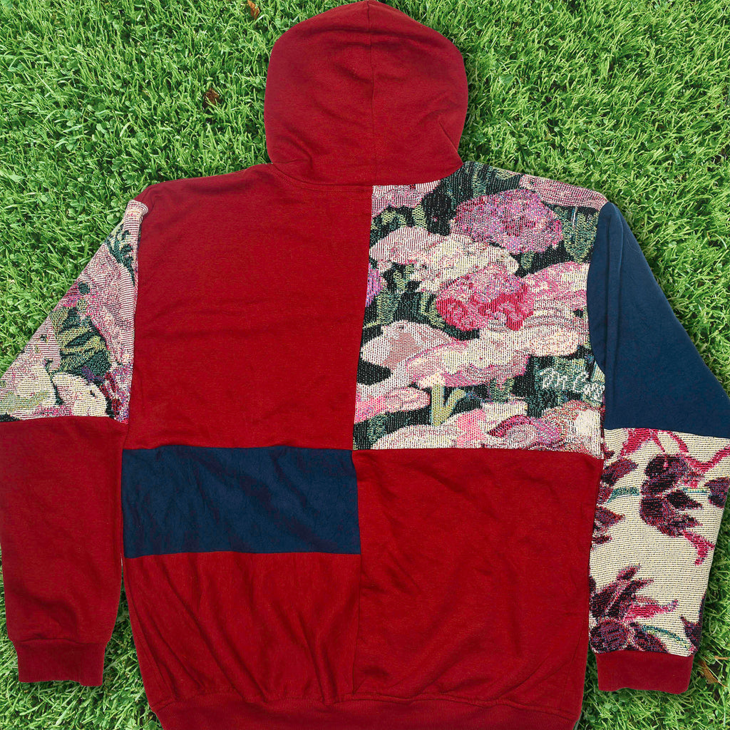 Hummingbird Patchwork Tapestry Zip Up Hoodie