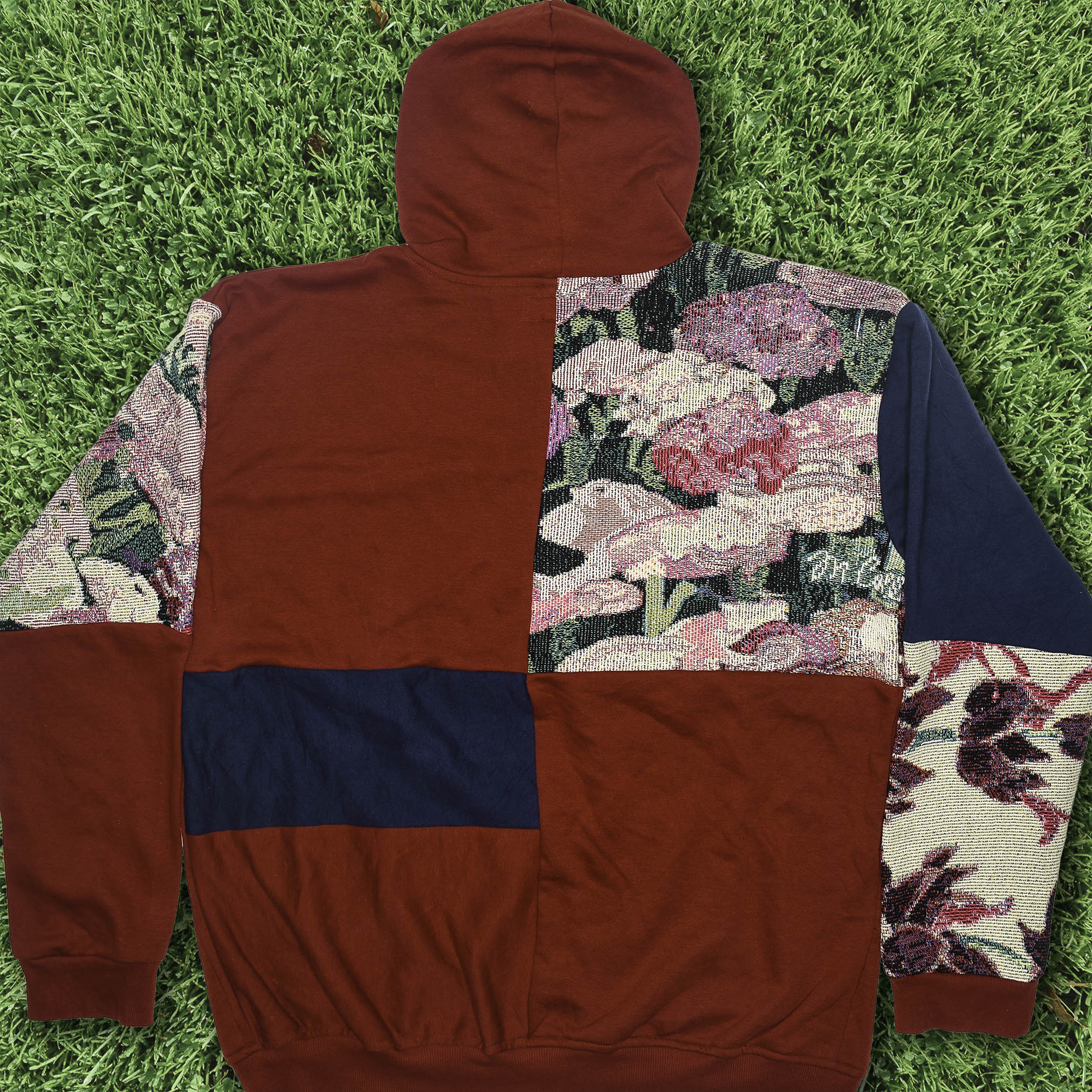 Hummingbird Patchwork Tapestry Zip Up Hoodie