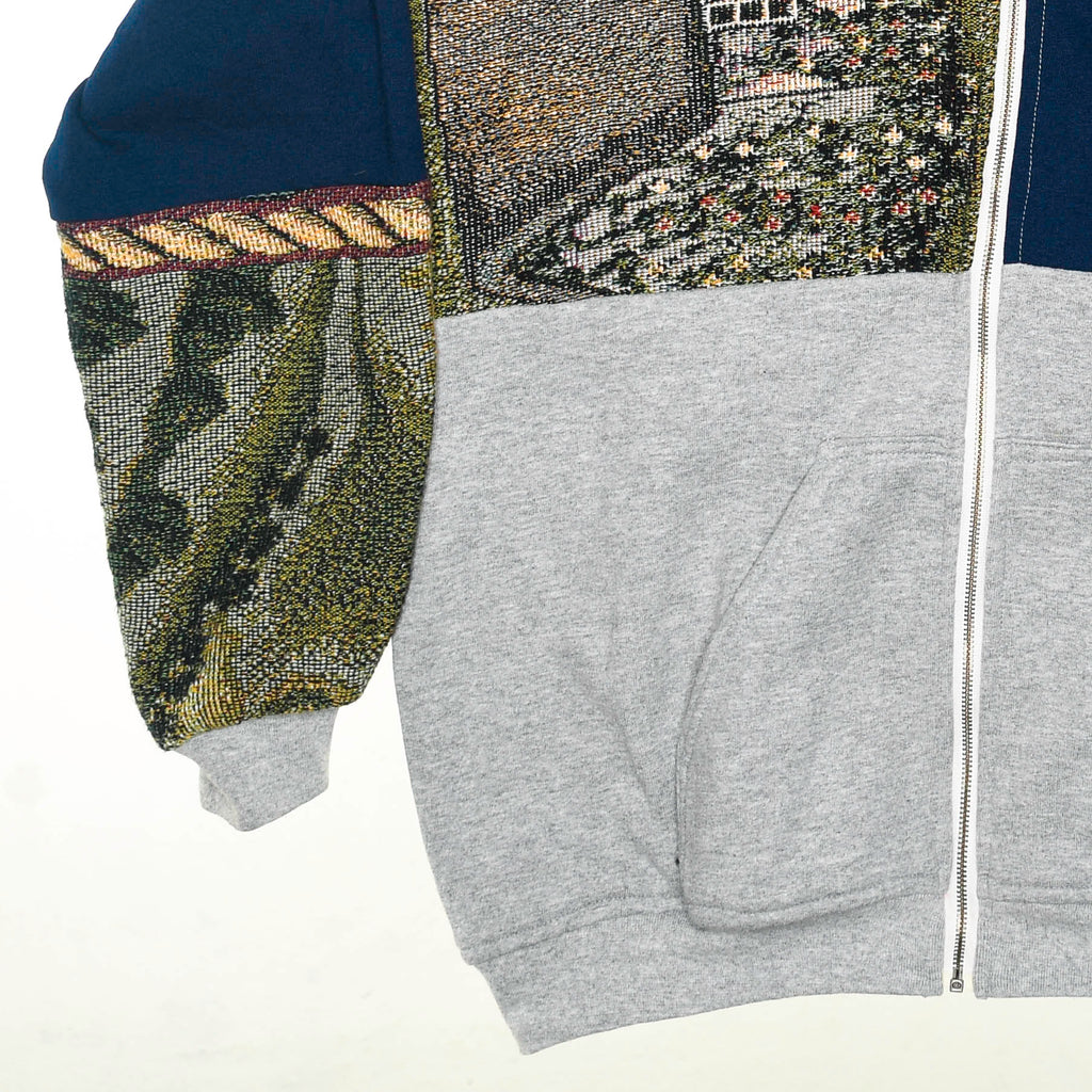 Cozy Cottage Patchwork Tapestry Zip Up Hoodie