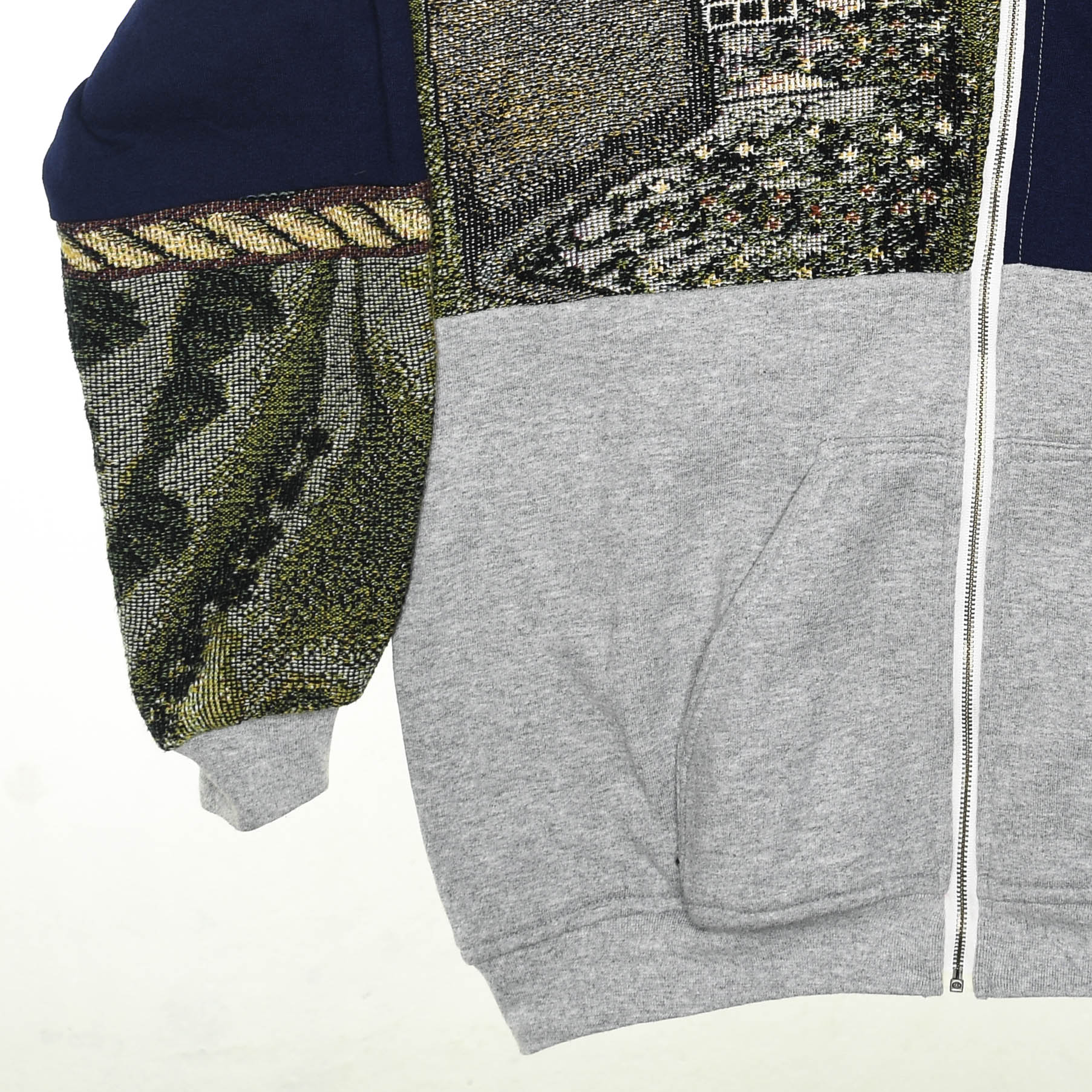 Cozy Cottage Patchwork Tapestry Zip Up Hoodie