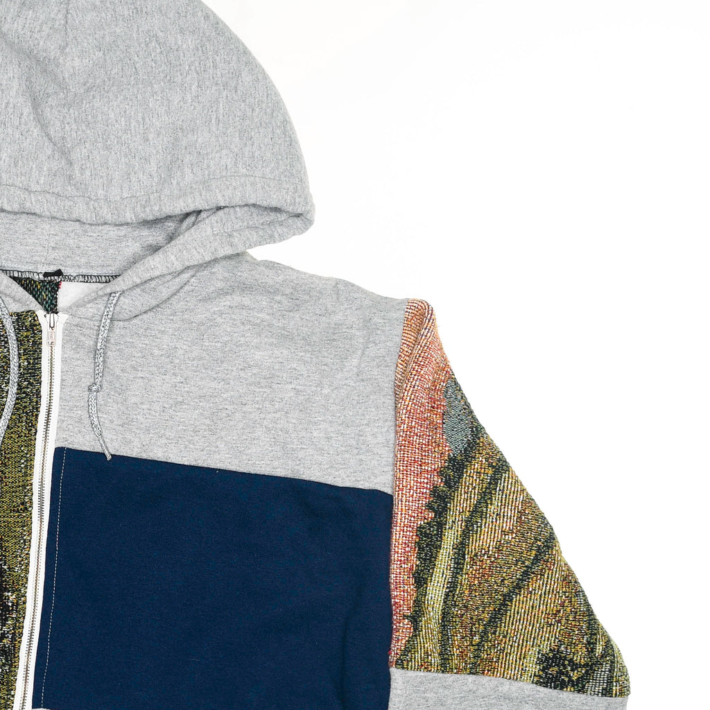 Cozy Cottage Patchwork Tapestry Zip Up Hoodie