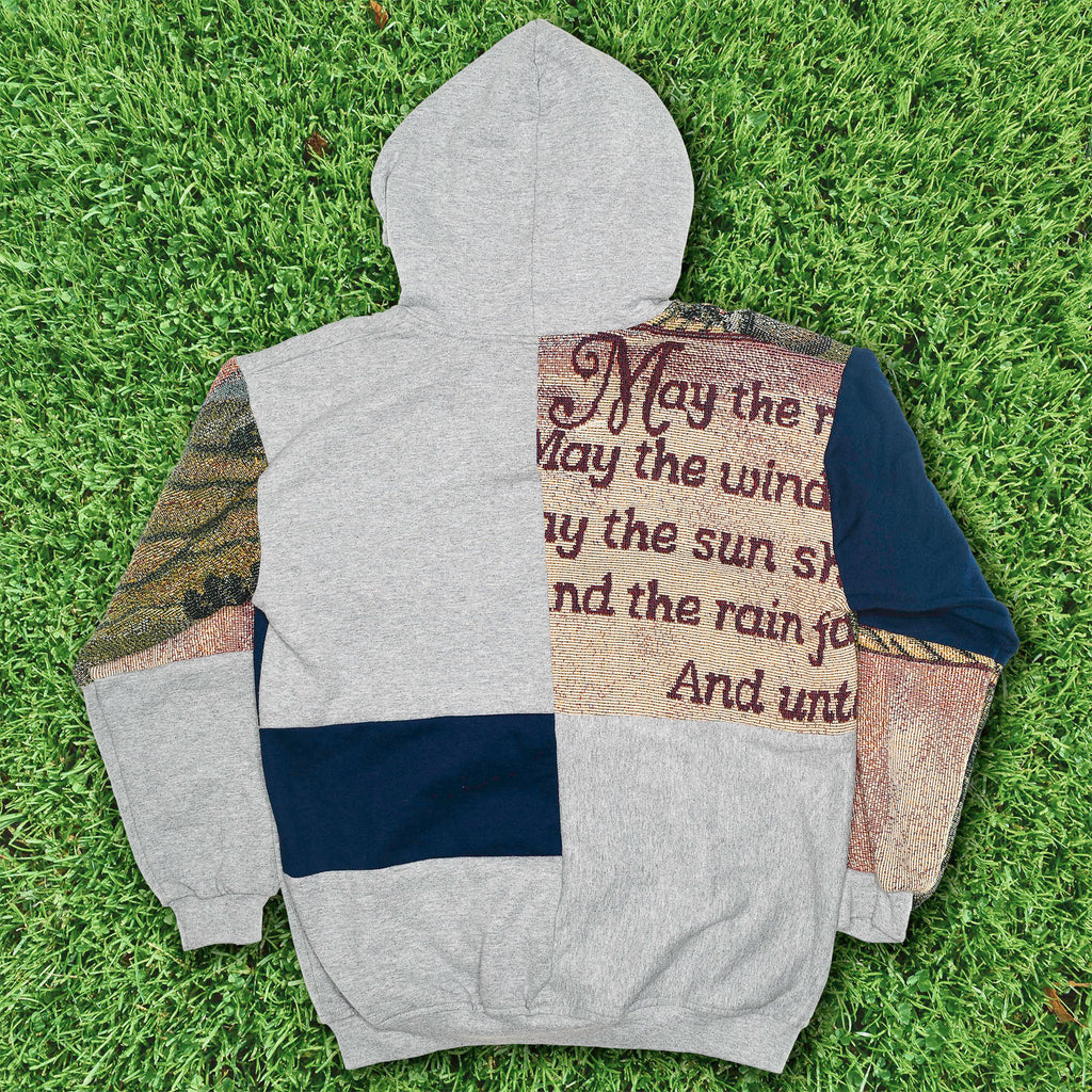 Cozy Cottage Patchwork Tapestry Zip Up Hoodie
