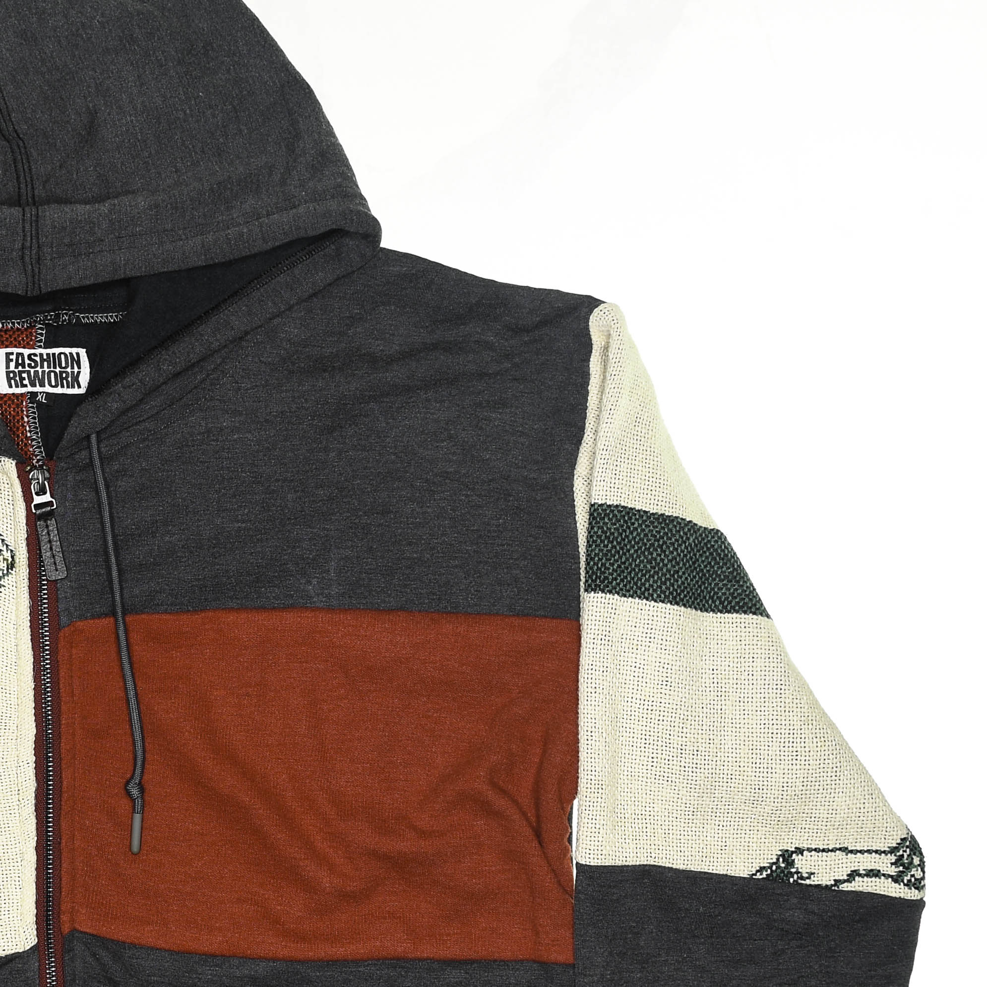 Vintage Basketball Patchwork Tapestry Zip Up Hoodie