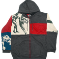 Retro Basketball Patchwork Tapestry Zip Up Hoodie