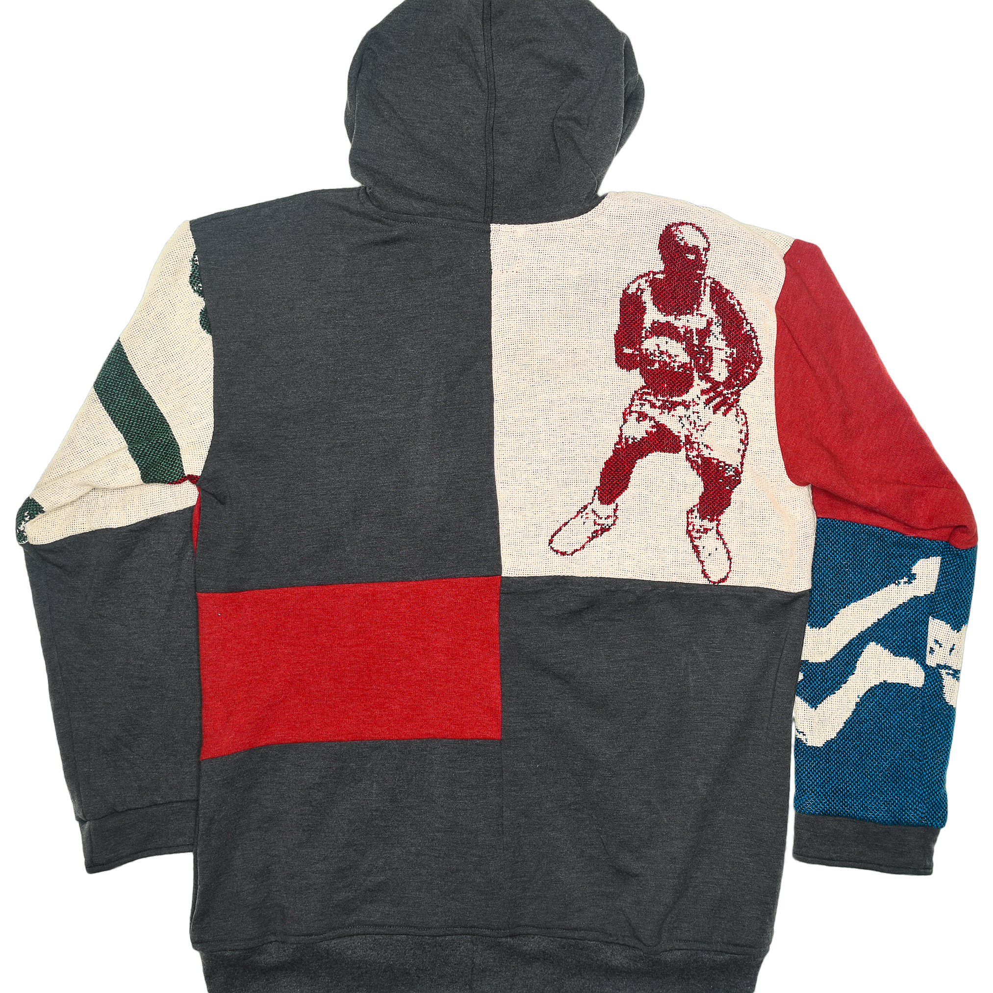 Retro Basketball Patchwork Tapestry Zip Up Hoodie