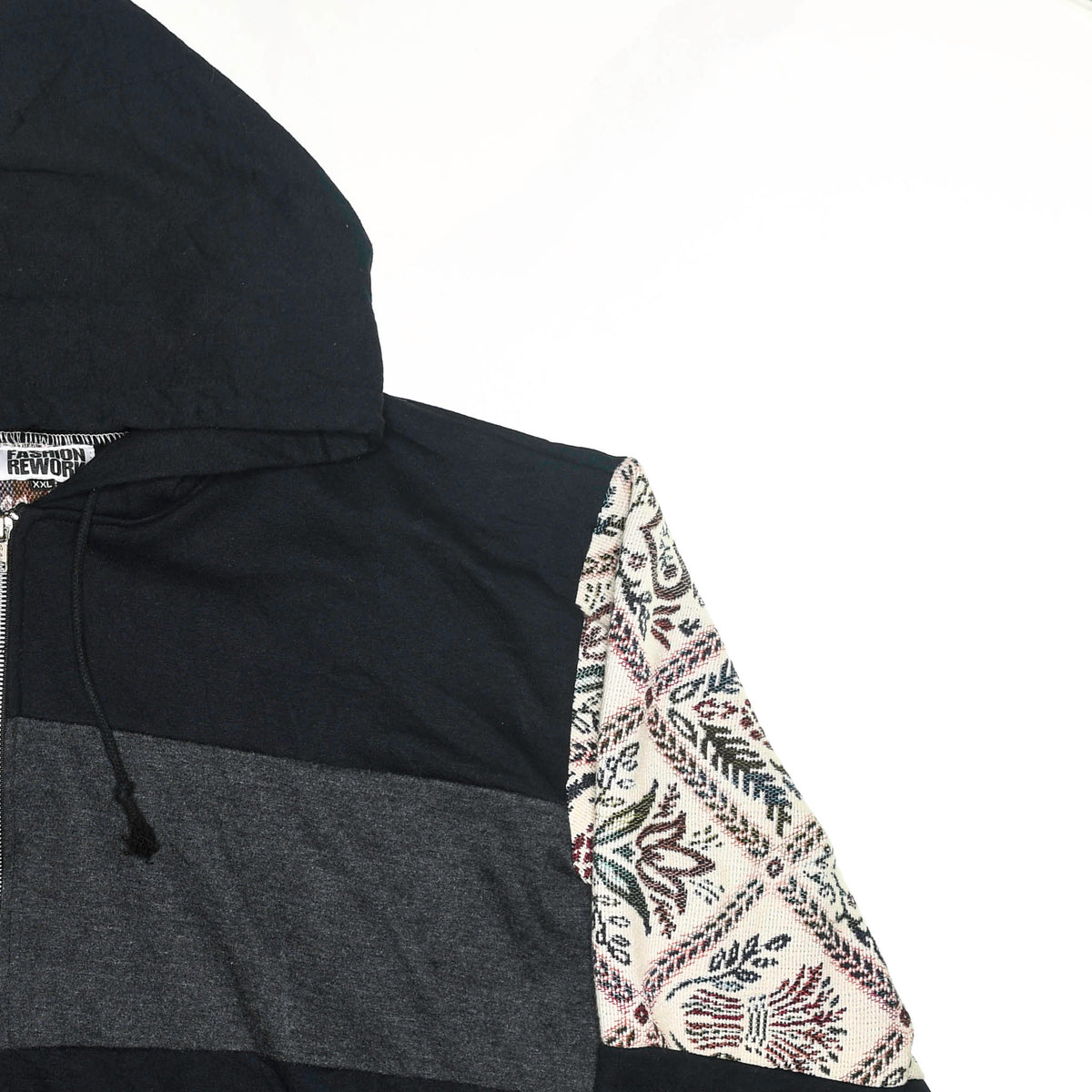 Unique Print Patchwork Tapestry Zip Up Hoodie