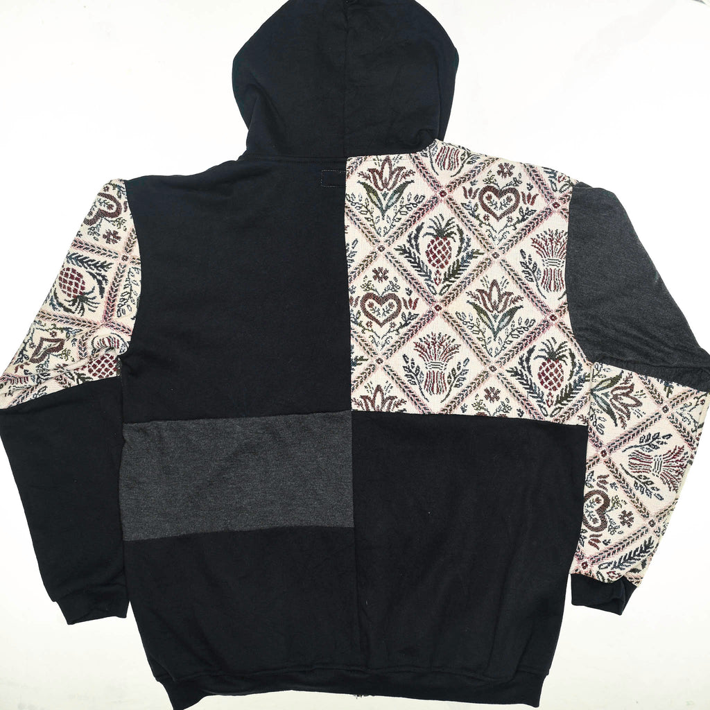 Unique Print Patchwork Tapestry Zip Up Hoodie