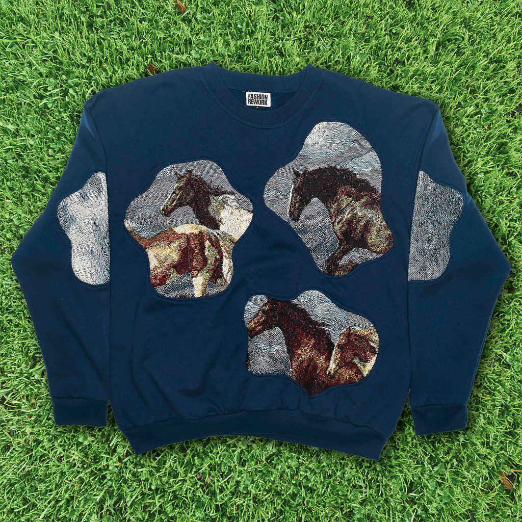 Blue Skies & Horses Amoeba Tapestry Pullover