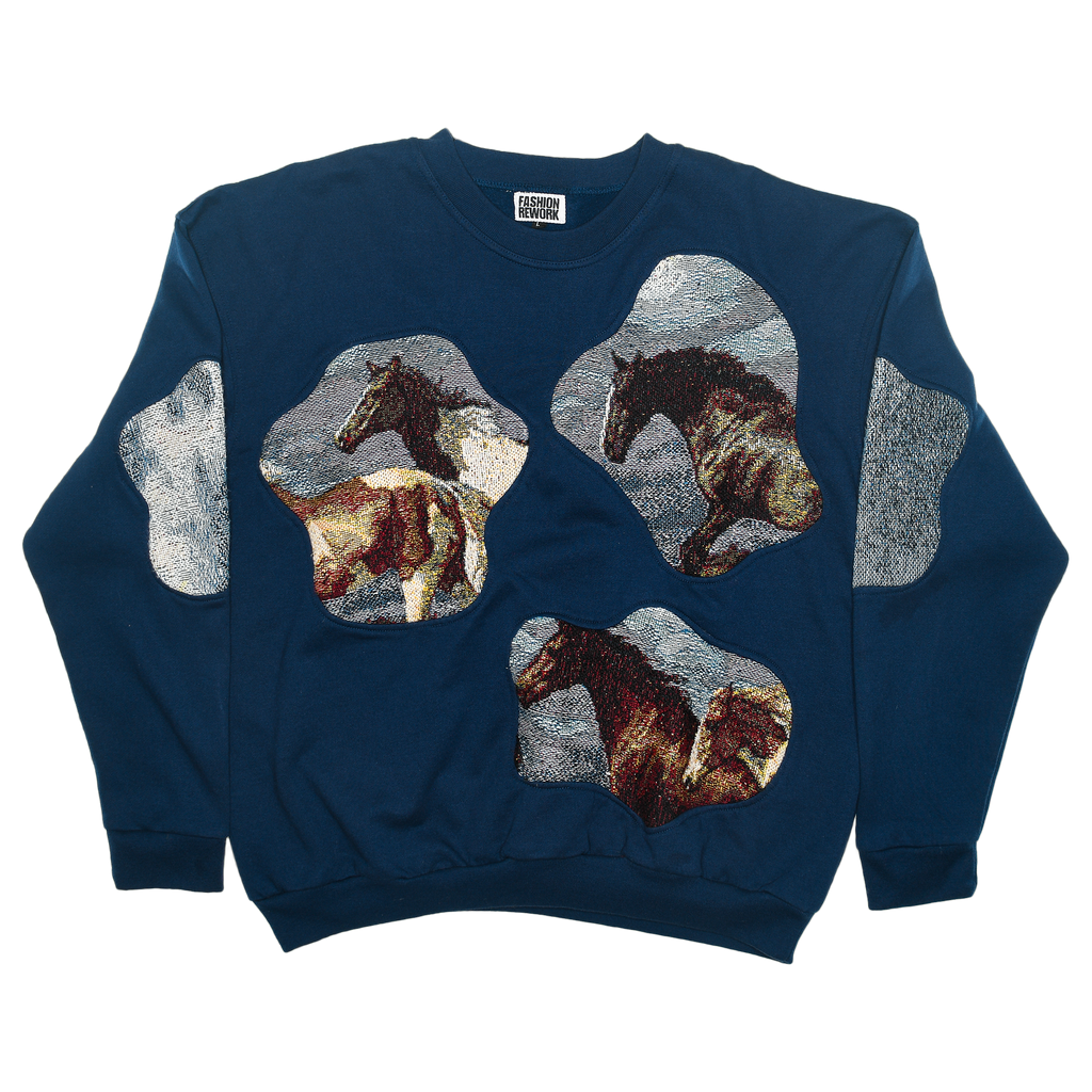 Blue Skies & Horses Amoeba Tapestry Pullover