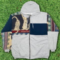 Playing Cats Patchwork Tapestry Zip Up Hoodie