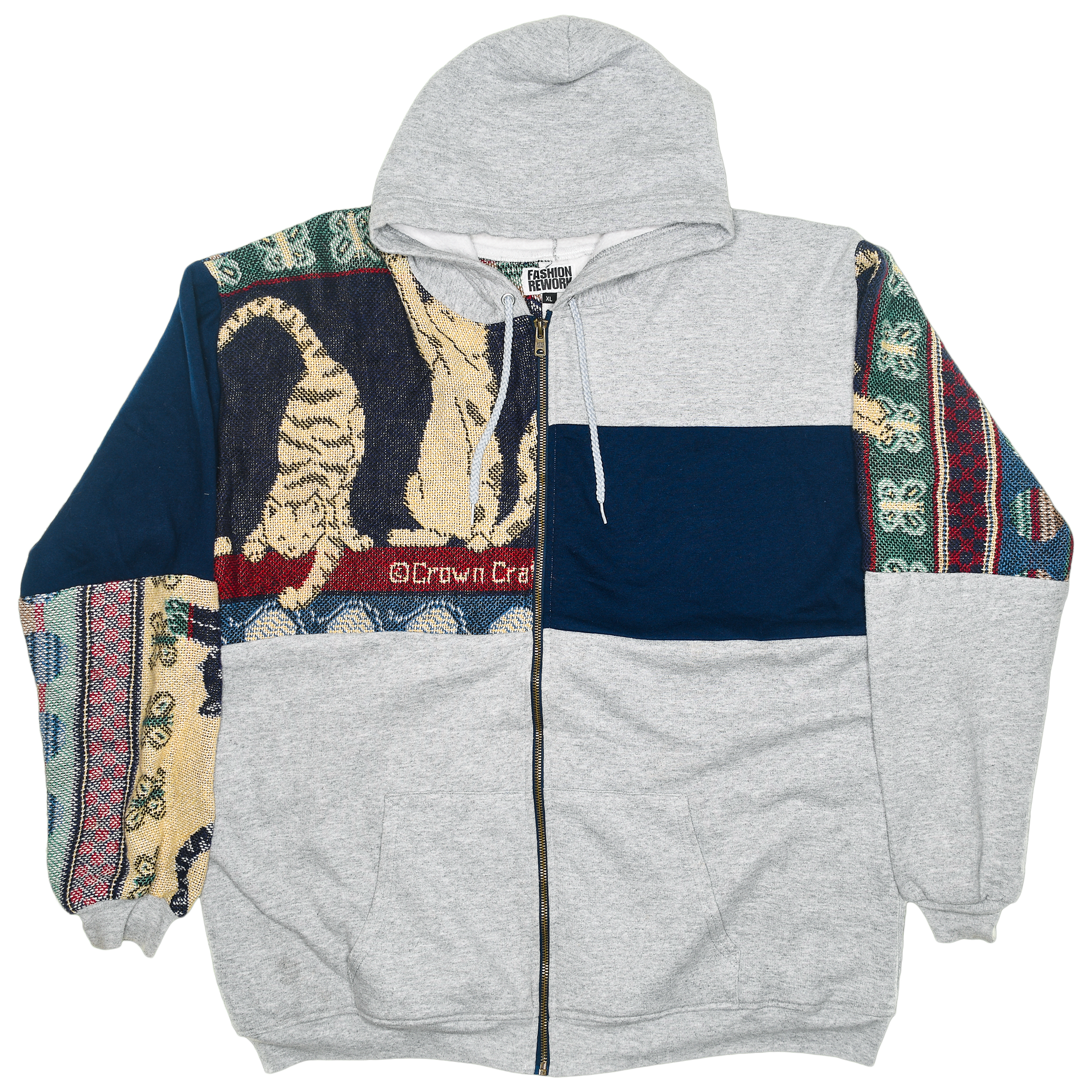 Playing Cats Patchwork Tapestry Zip Up Hoodie