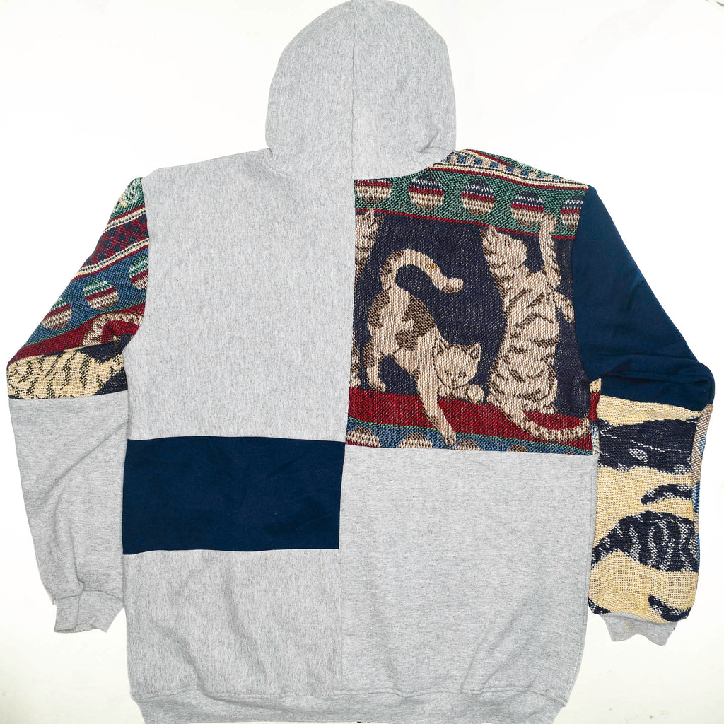 Playing Cats Patchwork Tapestry Zip Up Hoodie