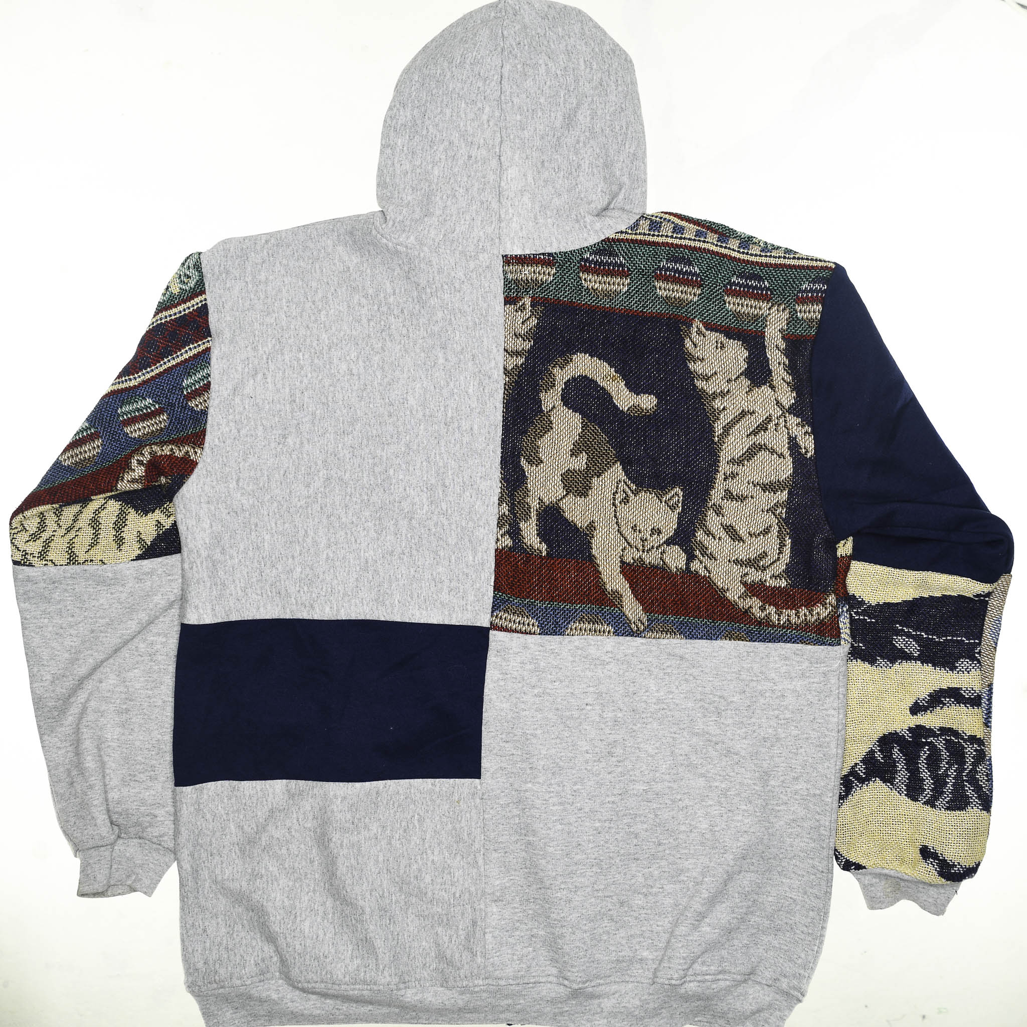 Playing Cats Patchwork Tapestry Zip Up Hoodie