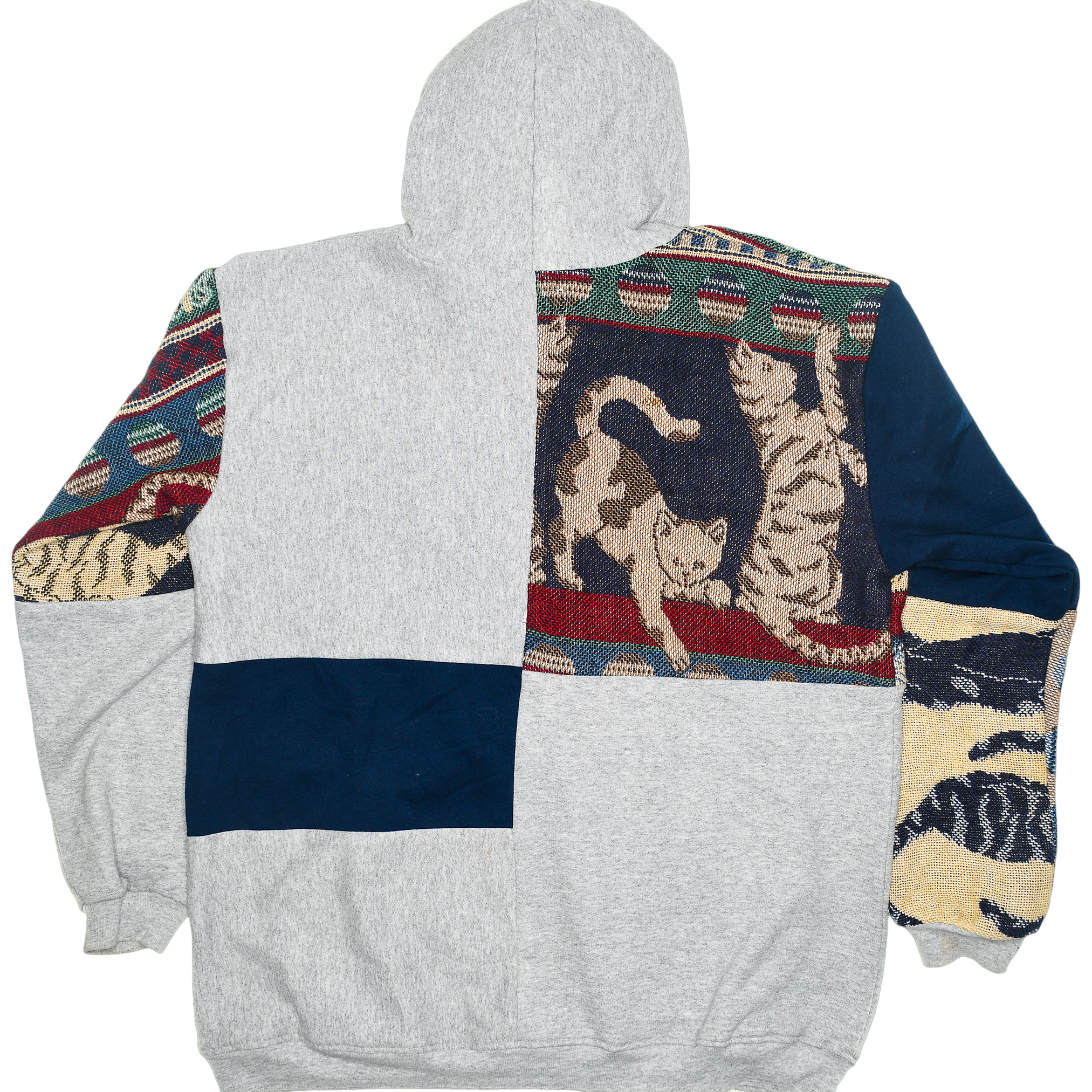 Playing Cats Patchwork Tapestry Zip Up Hoodie