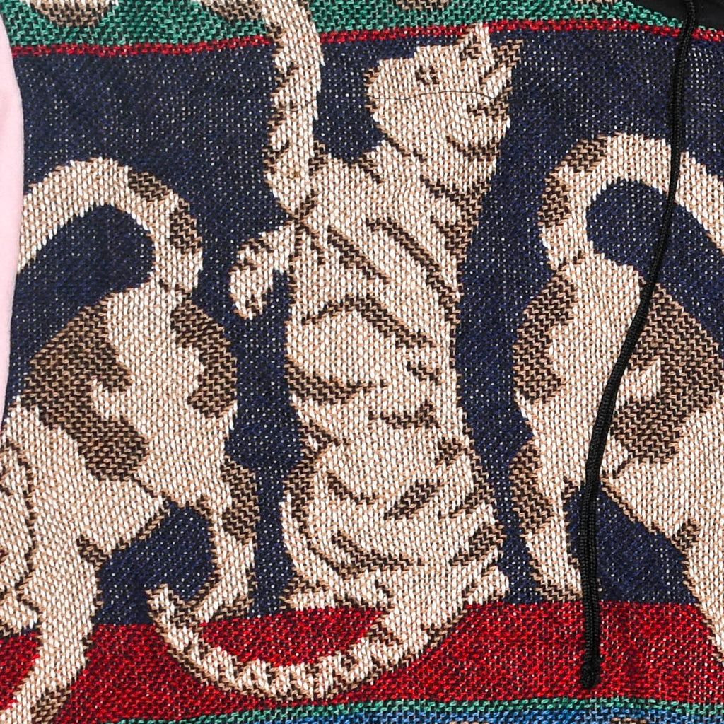 Playful Cat Patchwork Tapestry Zip Up Hoodie