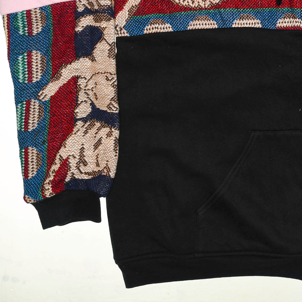 Playful Cat Patchwork Tapestry Zip Up Hoodie