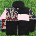 Playful Cat Patchwork Tapestry Zip Up Hoodie