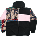 Playful Cat Patchwork Tapestry Zip Up Hoodie