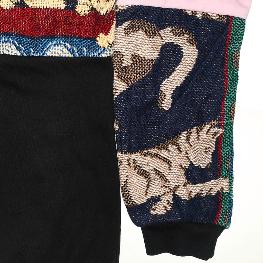 Playful Cat Patchwork Tapestry Zip Up Hoodie