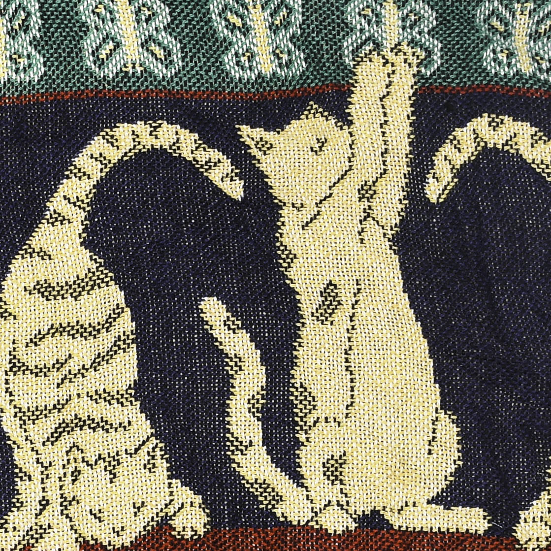 Playful Cat Patchwork Tapestry Zip Up Hoodie