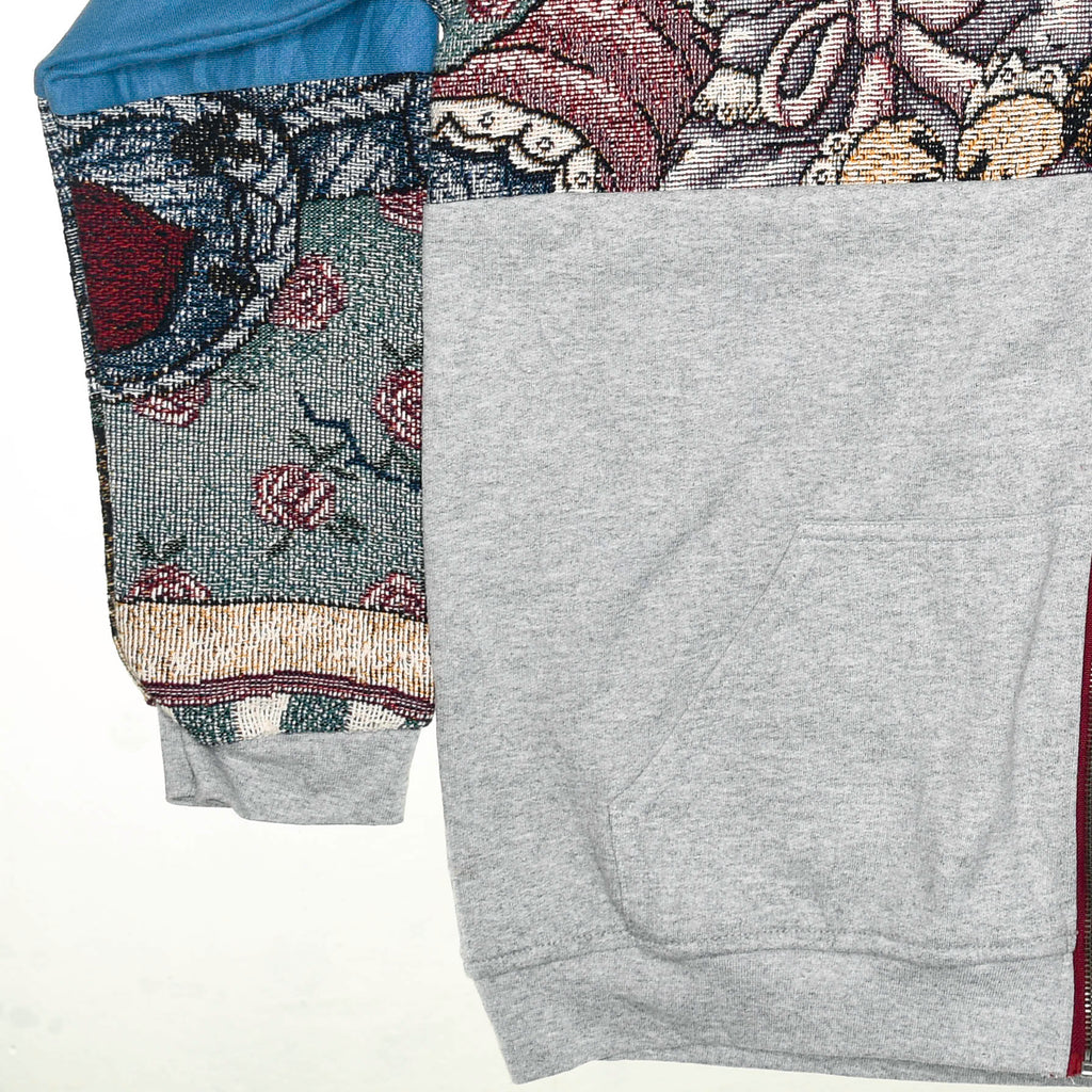 Teddy Bear Patchwork Tapestry Zip Up Hoodie