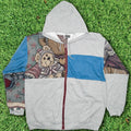 Teddy Bear Patchwork Tapestry Zip Up Hoodie