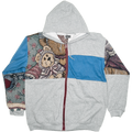 Teddy Bear Patchwork Tapestry Zip Up Hoodie
