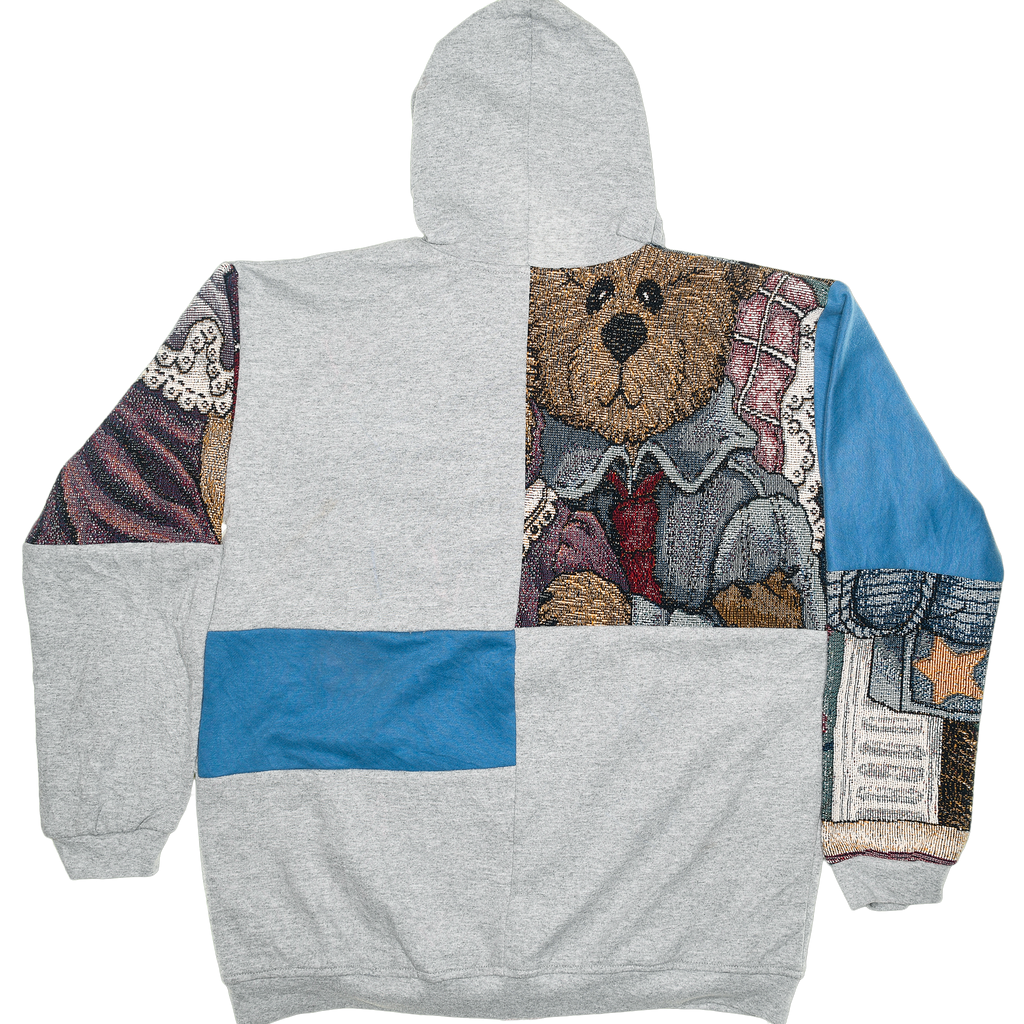 Teddy Bear Patchwork Tapestry Zip Up Hoodie