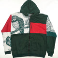 Owl Patchwork Tapestry Zip Up Hoodie