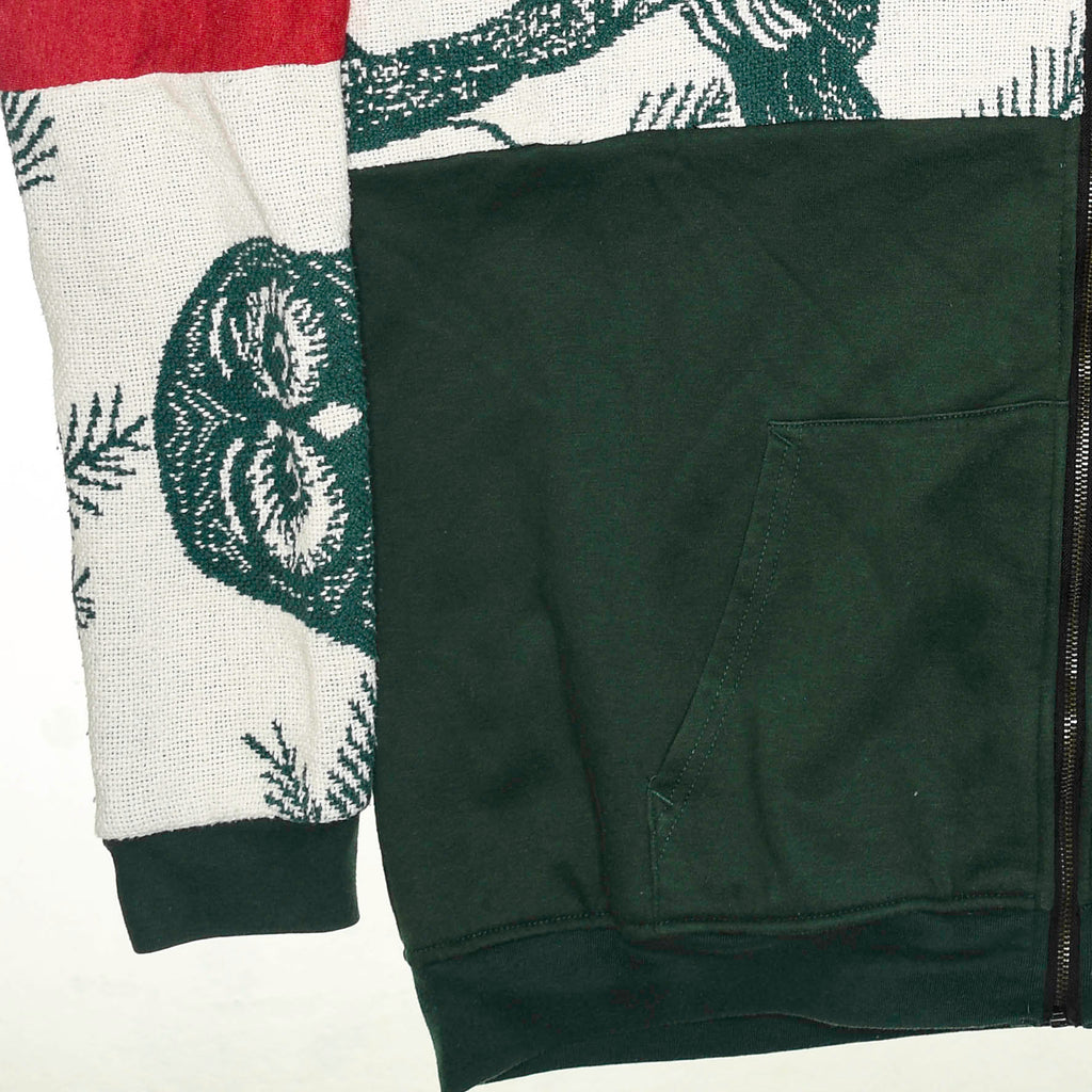 Owl Patchwork Tapestry Zip Up Hoodie