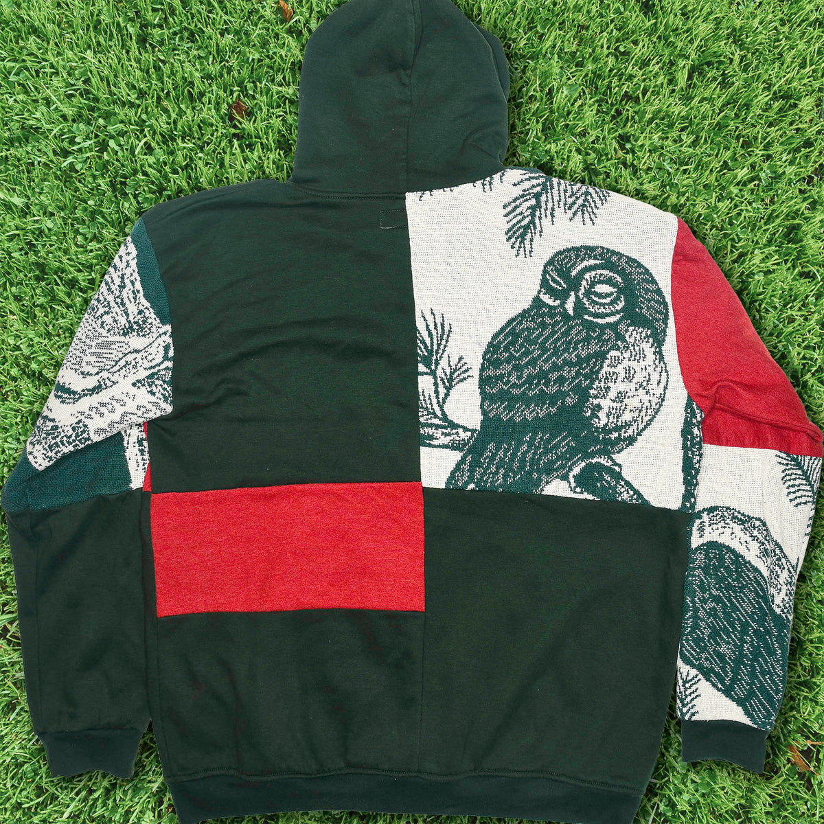 Owl Patchwork Tapestry Zip Up Hoodie