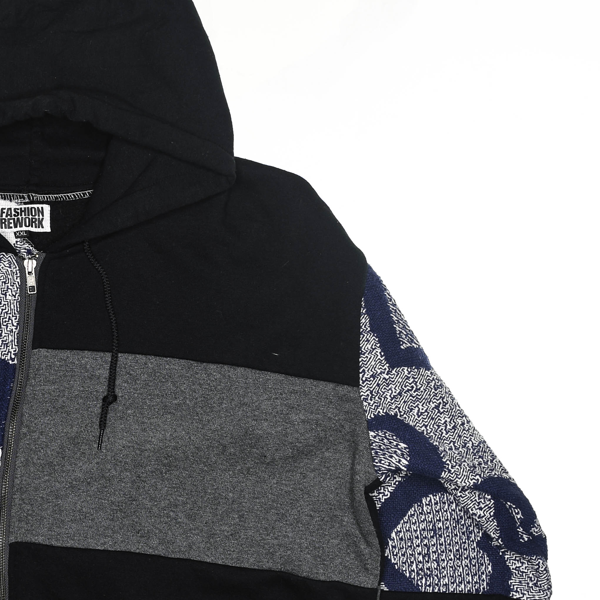 Blue Heart Patchwork Tapestry Zip Up Hoodie