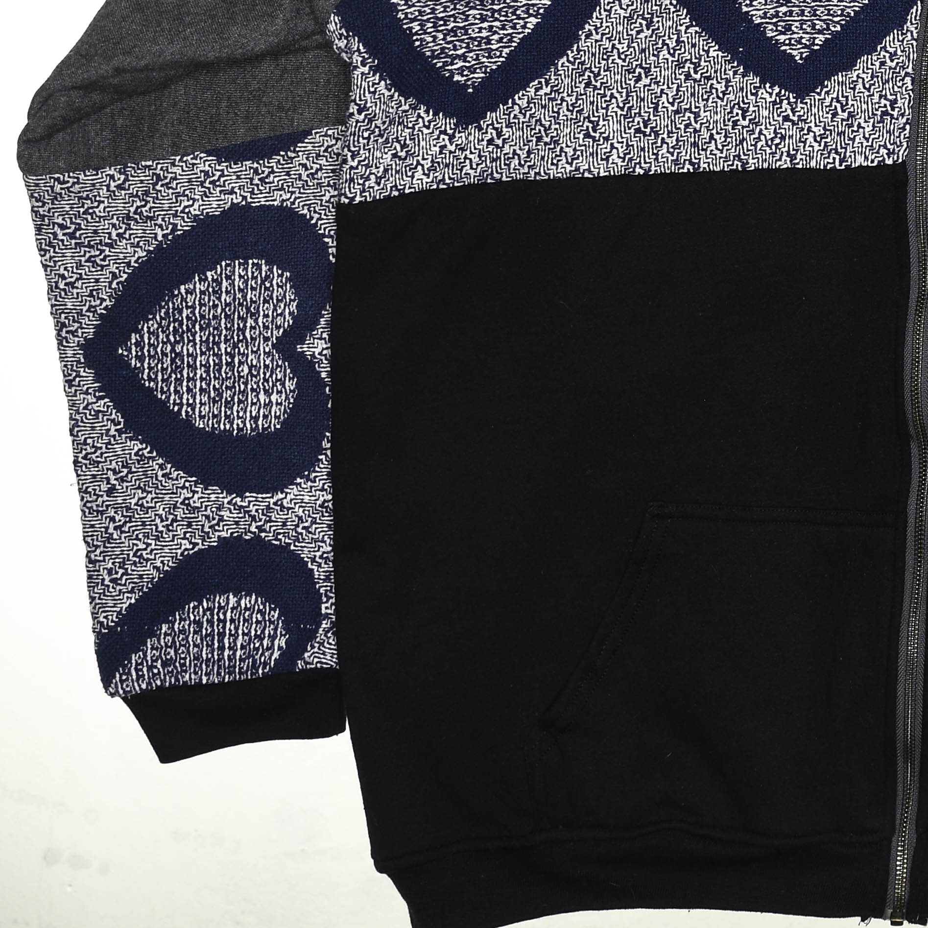 Blue Heart Patchwork Tapestry Zip Up Hoodie