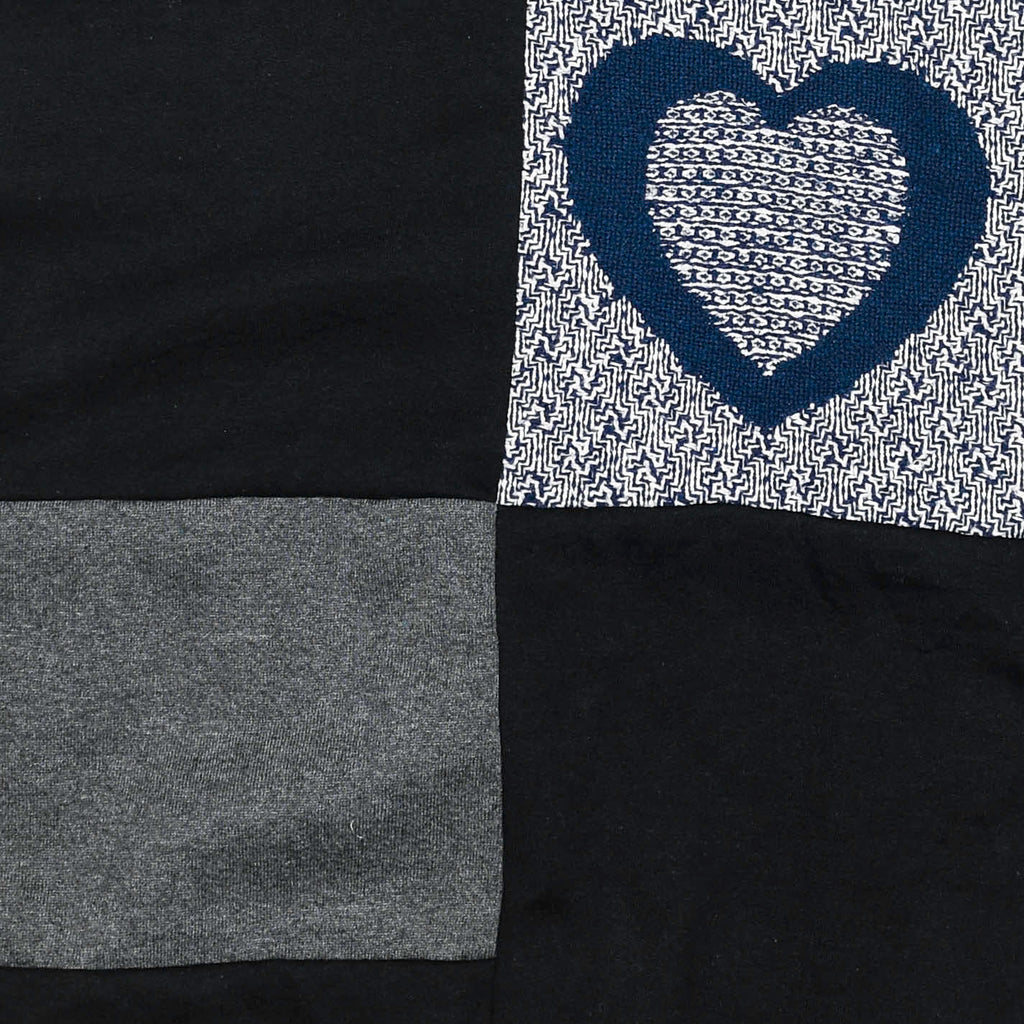 Blue Heart Patchwork Tapestry Zip Up Hoodie