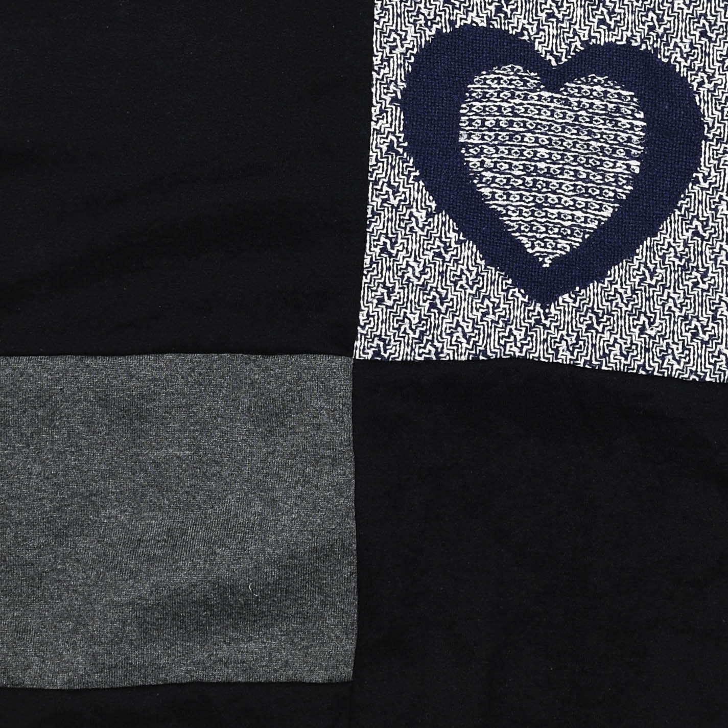 Blue Heart Patchwork Tapestry Zip Up Hoodie